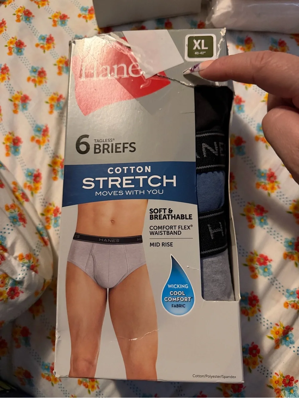 💜Hanes Men's Briefs 6-Pack, Cotton Stretch Underwear Size:XLarge(40-42)